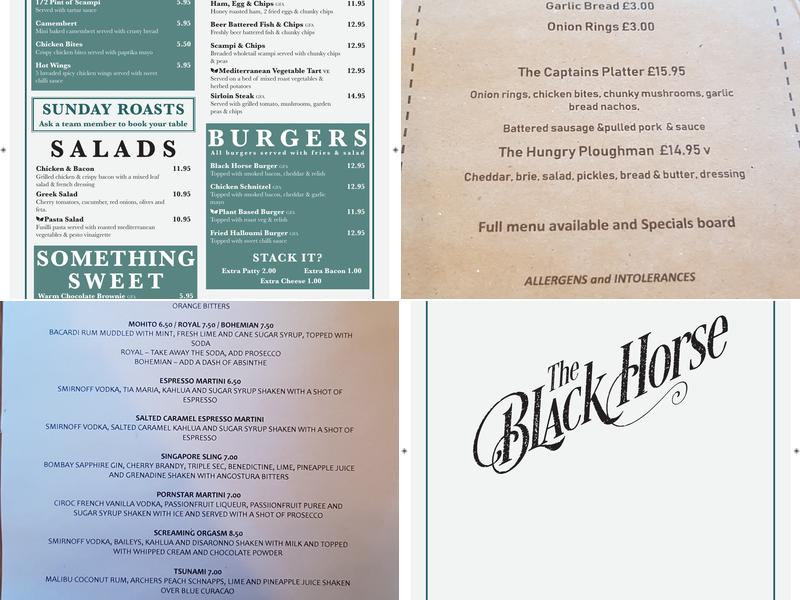 The Black Horse Tring Menu