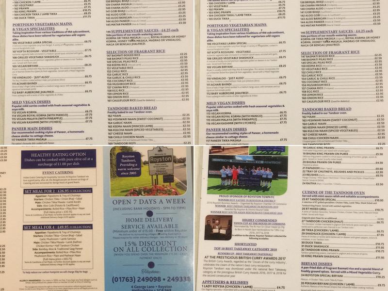 Royston Kebab Kitchen Menu
