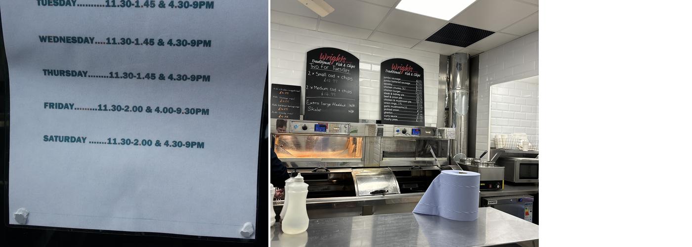 Fish & Chips Ware - Wrights Menu