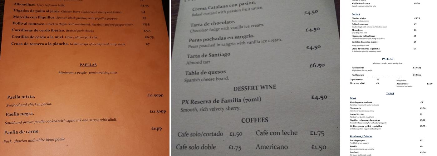 Casa Lua Menu