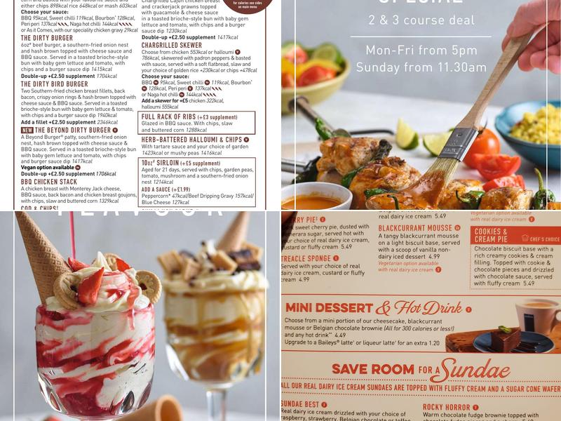 Harvester Oakmere Potters Bar Menu