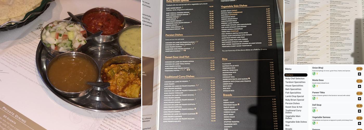 Ruby Indian Restaurant Menu