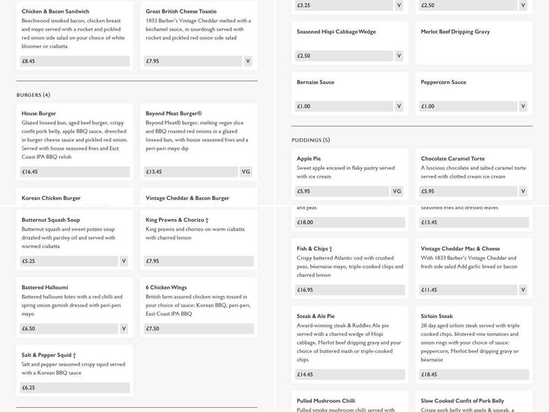 Inn On The Green Menu