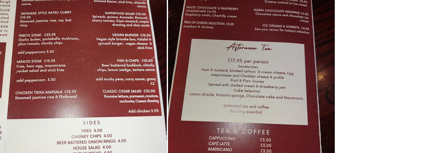 Mercure Letchworth Hall Hotel Menu