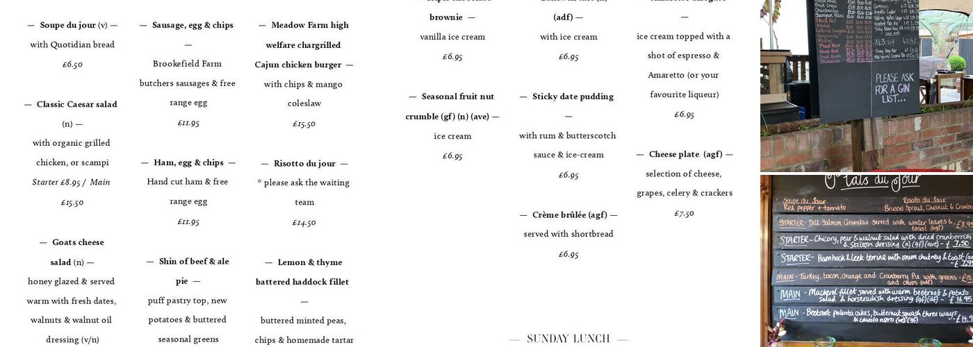 The Highlander Menu