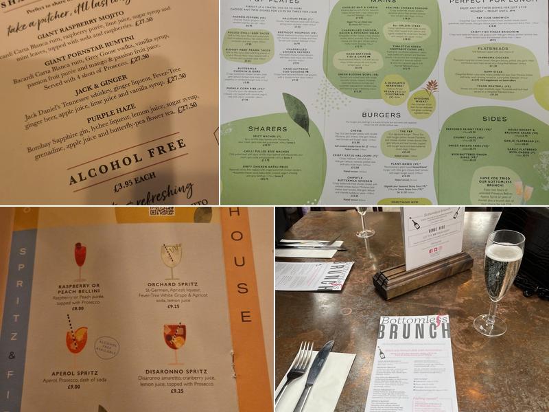 Pitcher & Piano Hitchin Menu