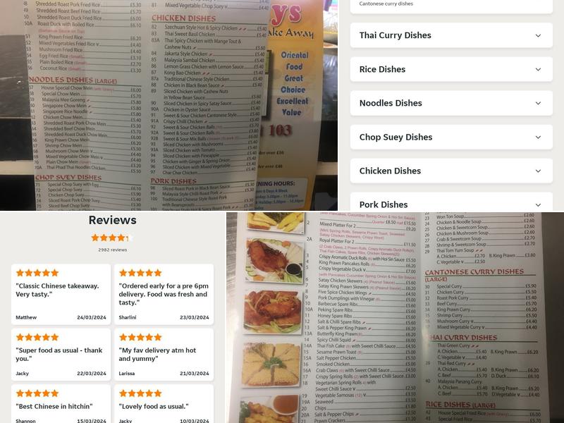 Bodilly's Chinese Menu
