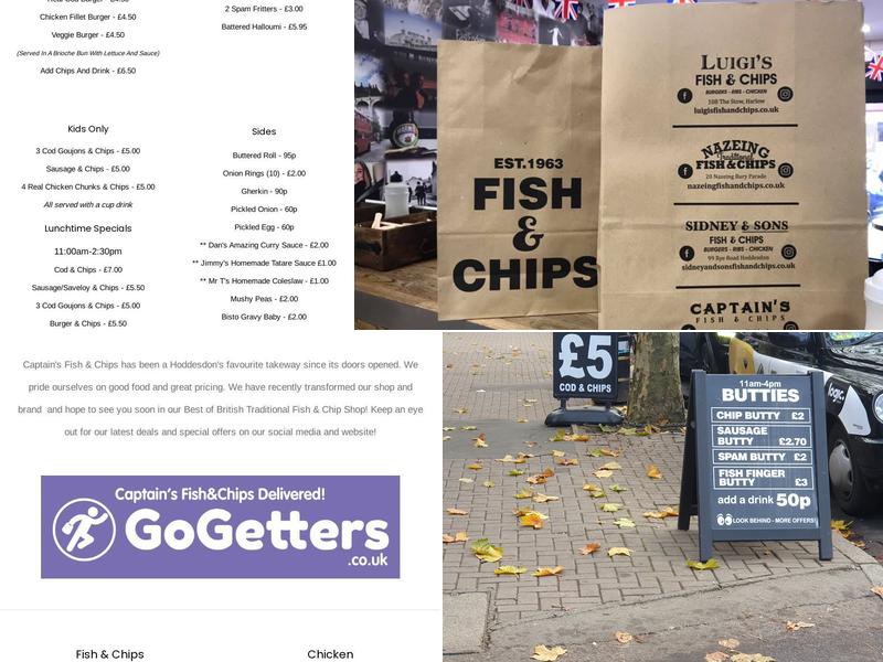 The Captains Fish & Chips Hoddesdon Menu