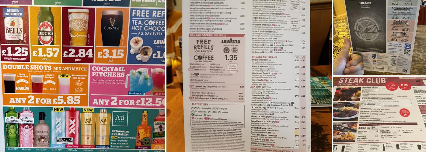 The Star - JD Wetherspoon Menu