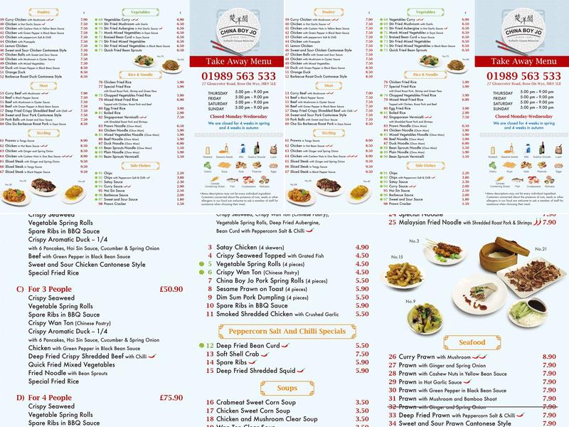 China Boy Jo Menu