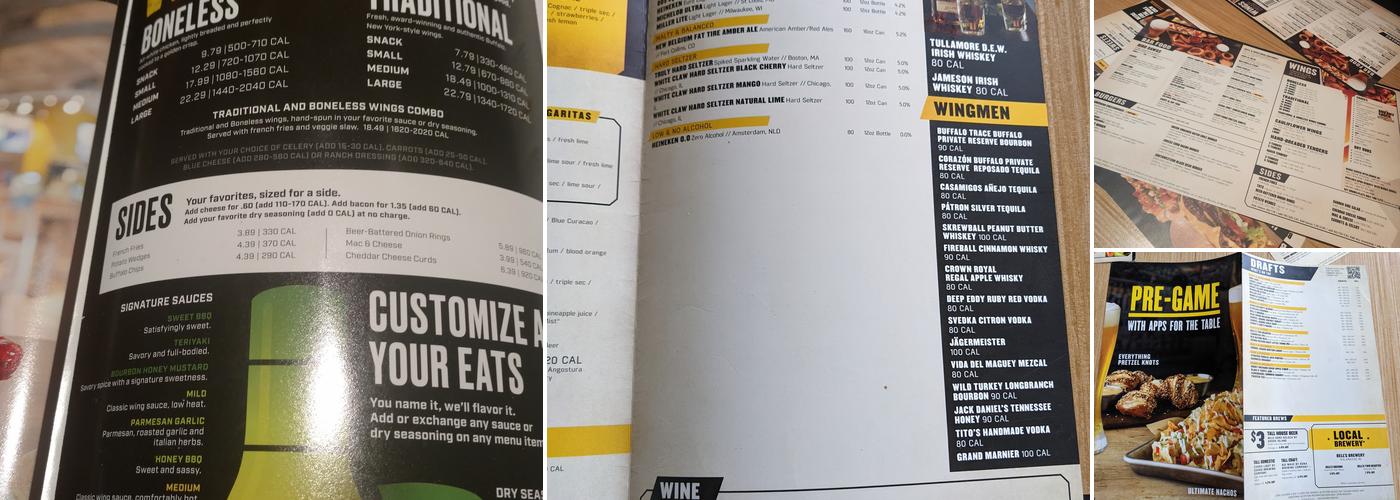 Buffalo Wild Wings Menu