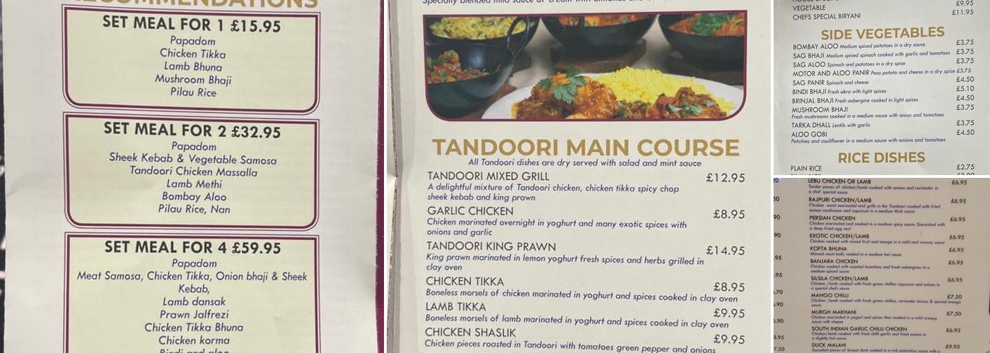 Taste Of India Menu