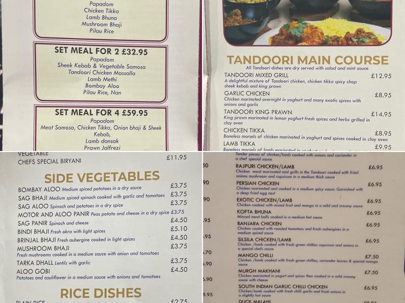 Taste Of India Menu