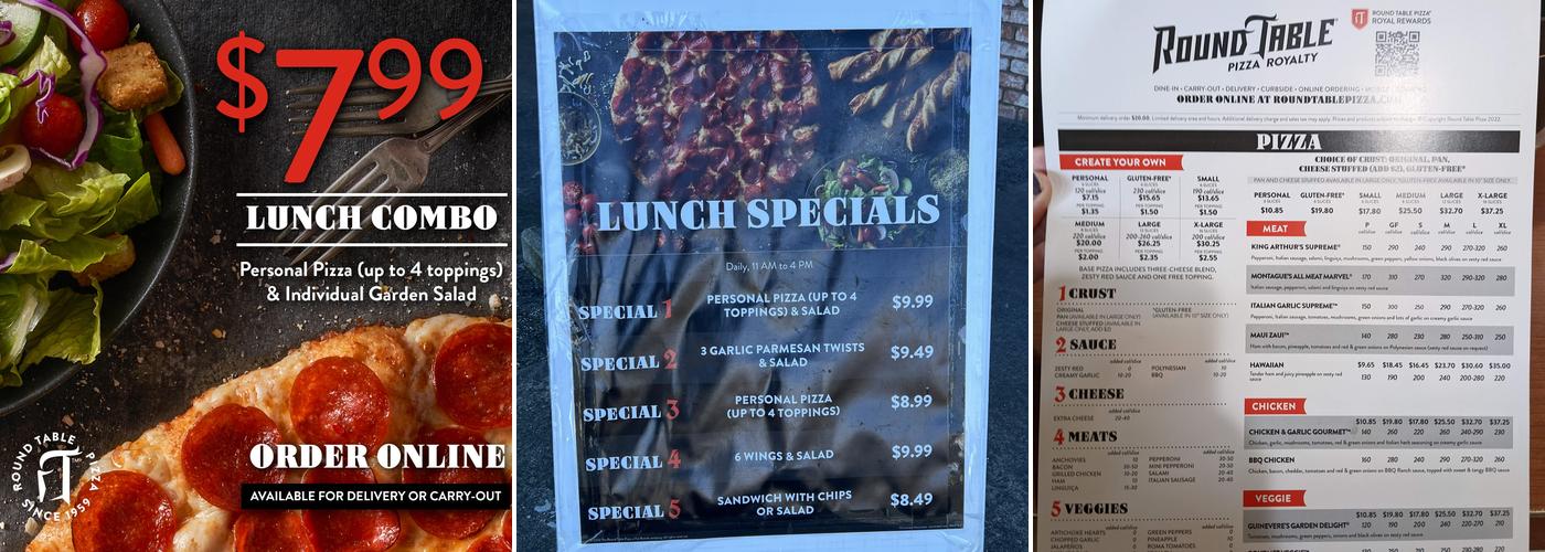 Round Table Pizza Menu
