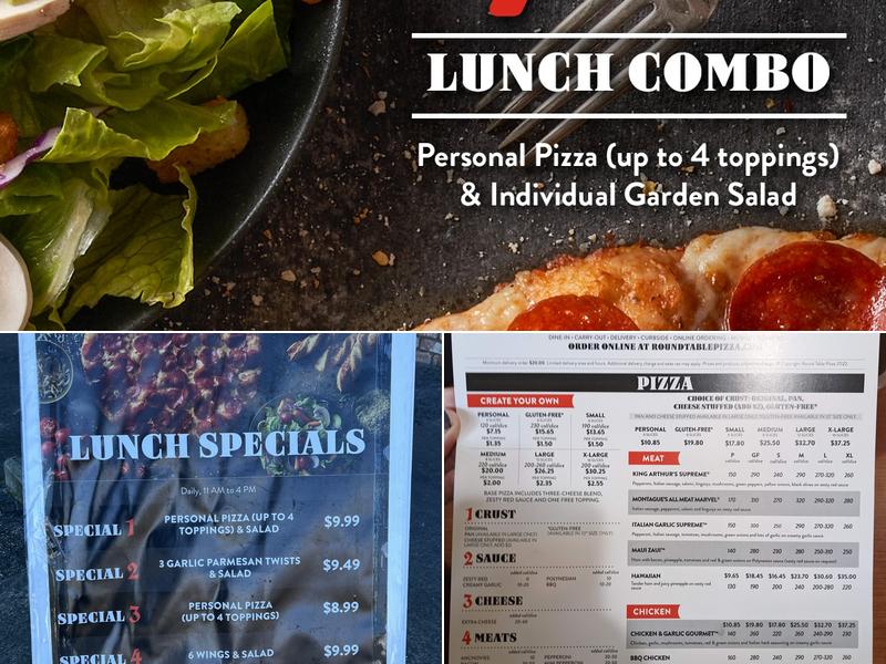 Round Table Pizza Menu
