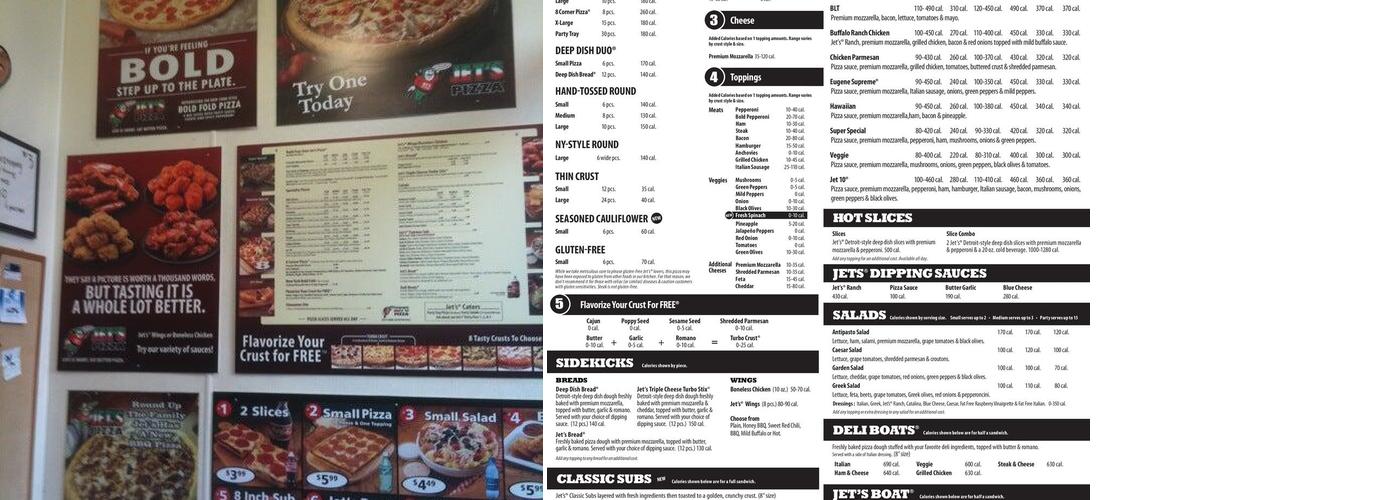 Jet's Pizza Menu