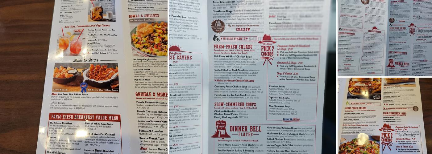Bob Evans Menu