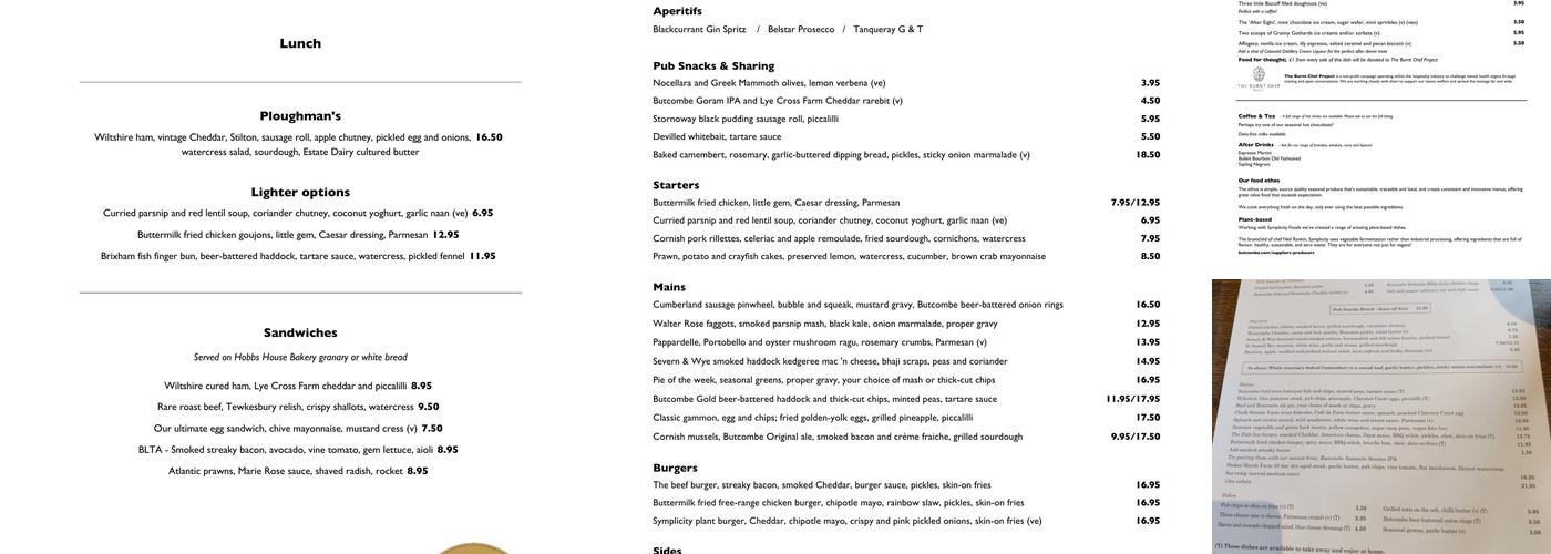 The Fish Inn, Ringwood Menu