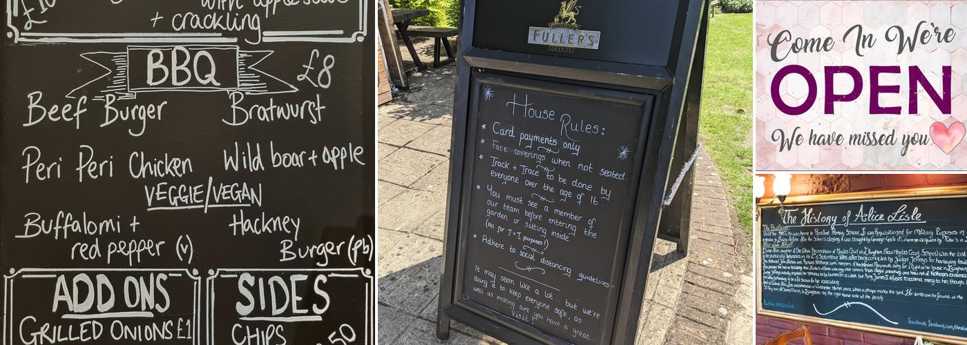 The Alice Lisle, Ringwood Menu