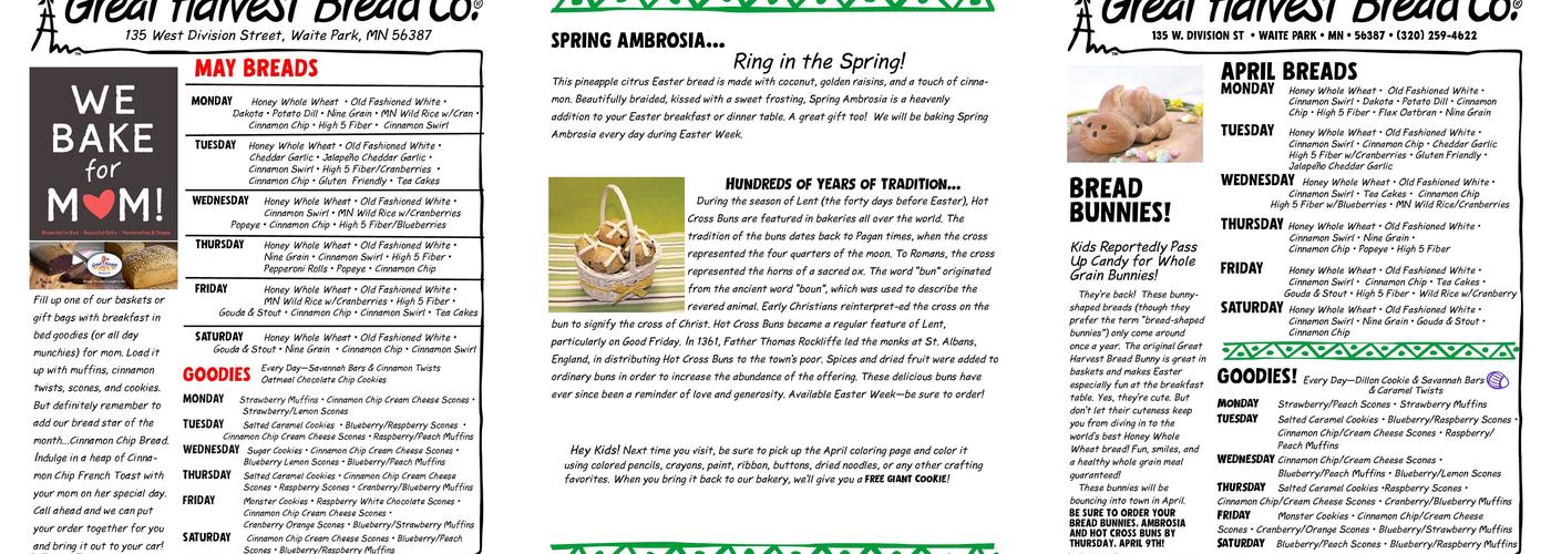 Great Harvest Bread Menu