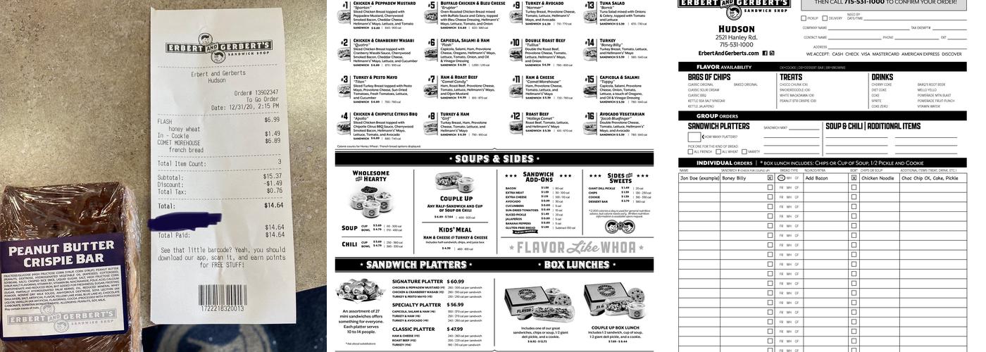 Erbert and Gerbert's Menu