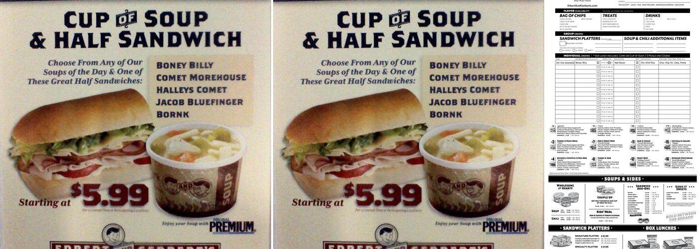Erbert and Gerbert's Menu