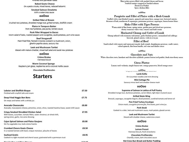 Lanes of Lymington Menu