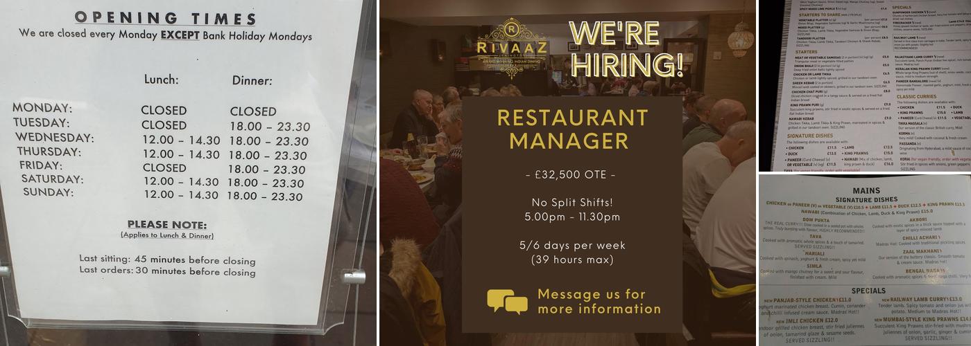Rivaaz Lymington Menu