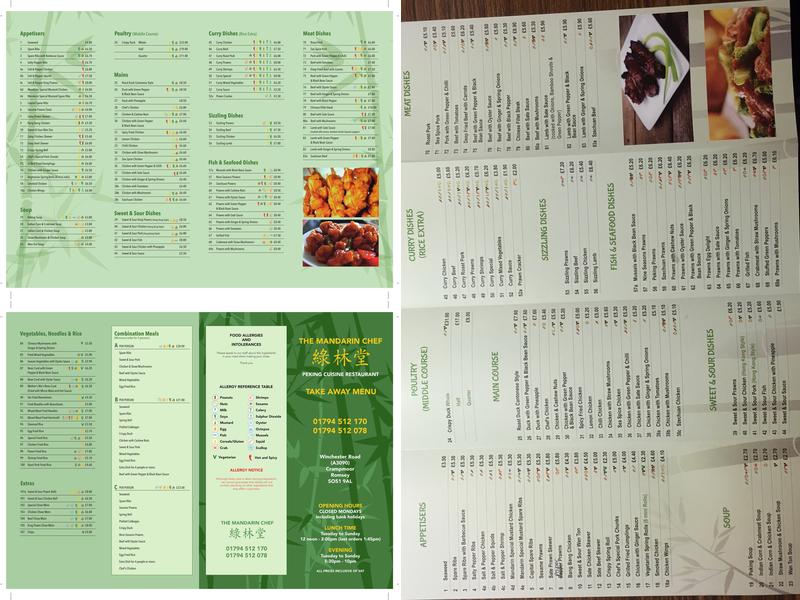 The Mandarin Chef Menu