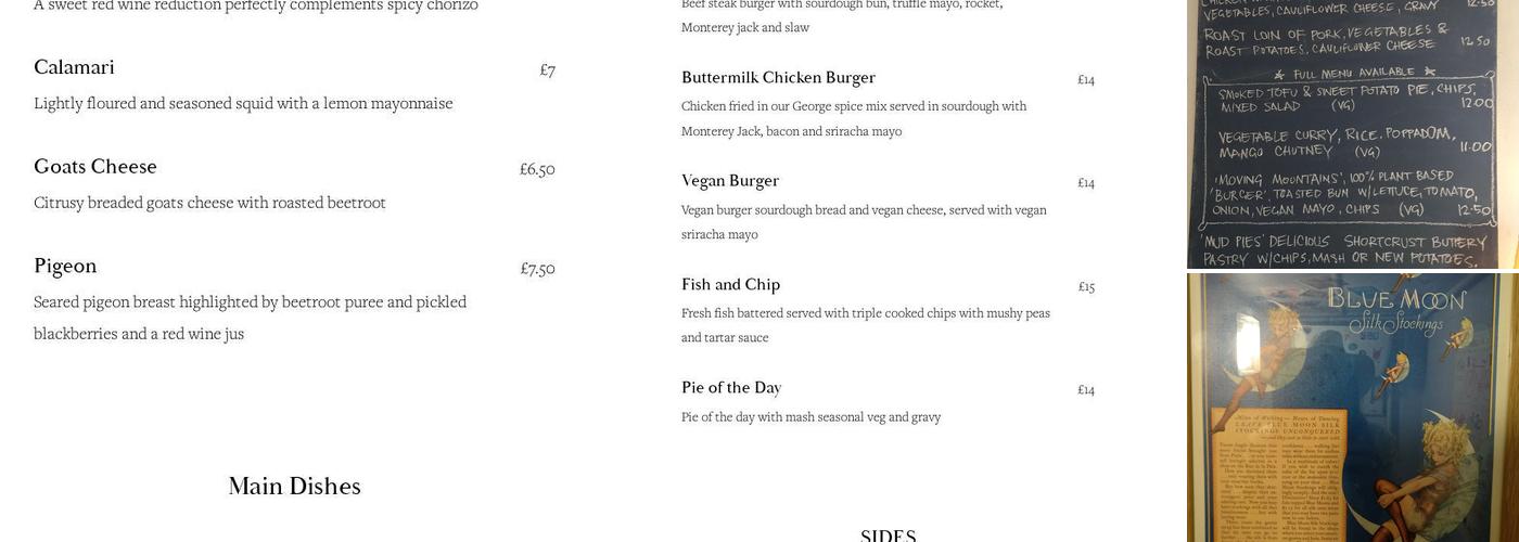The George Alton Menu