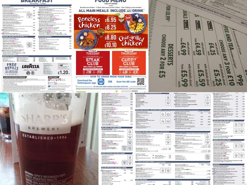 The Ivy House - JD Wetherspoon Menu