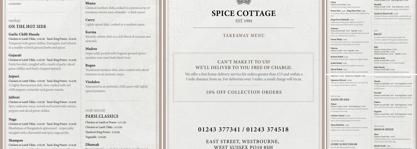 Spice Cottage Menu