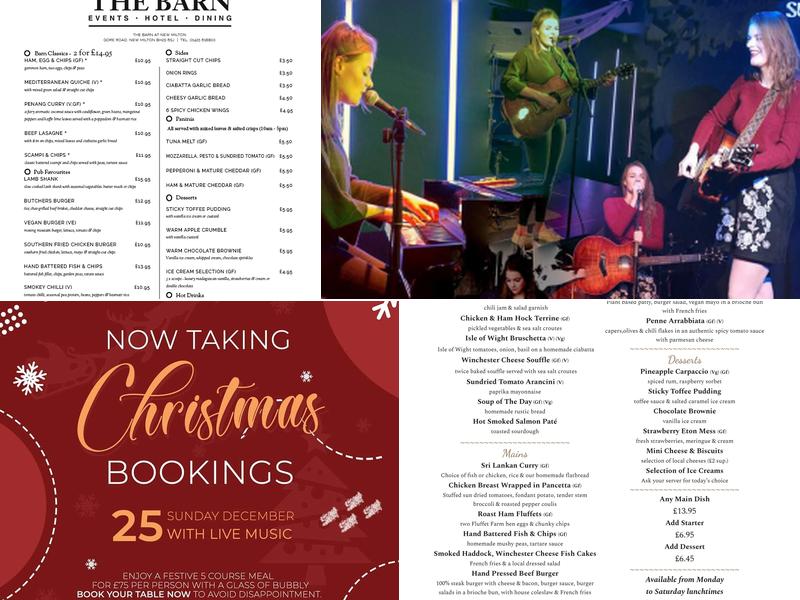 The Barn New Milton Menu