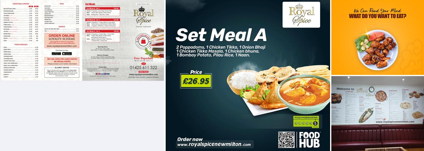 Royal Spice New Milton Menu