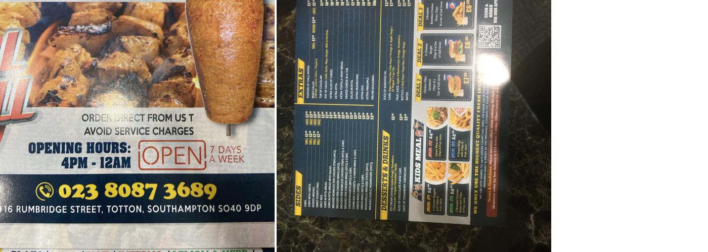 Charcoal Grill Totton Menu