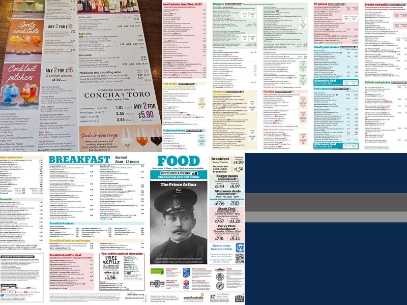The Prince Arthur Menu