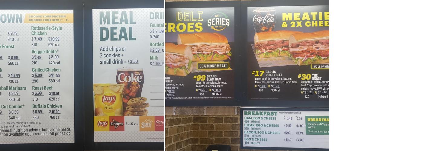 Subway Menu