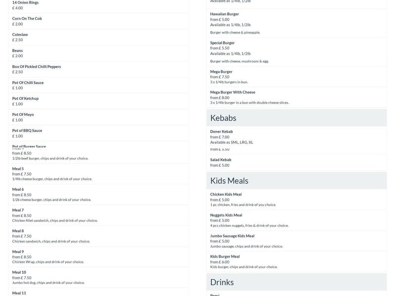 Showboat Takeaway (Andover) Menu