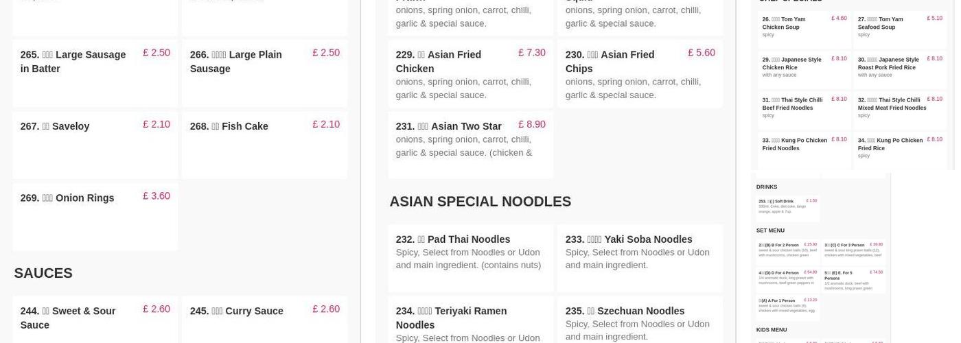 Tip Top Chinese Takeaway Fish & Chips Menu