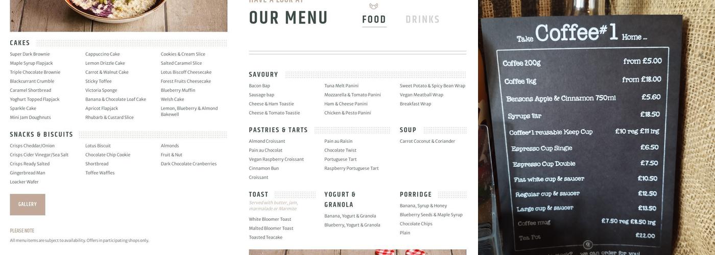 Coffee#1 Andover Menu