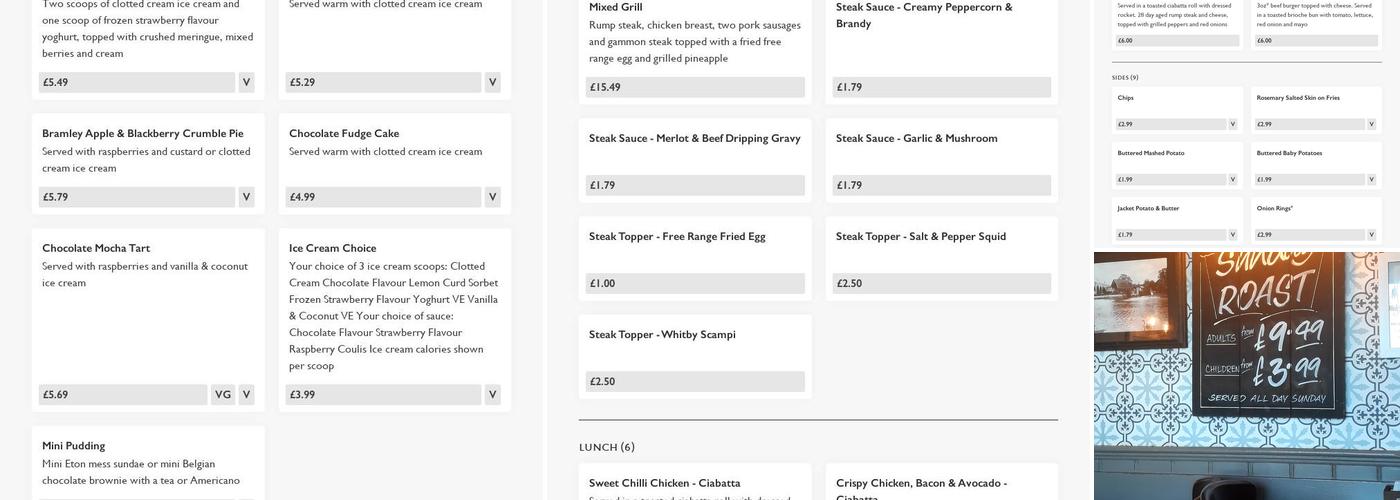 Castle in the Air Menu