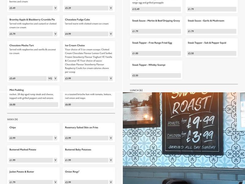 Castle in the Air Menu