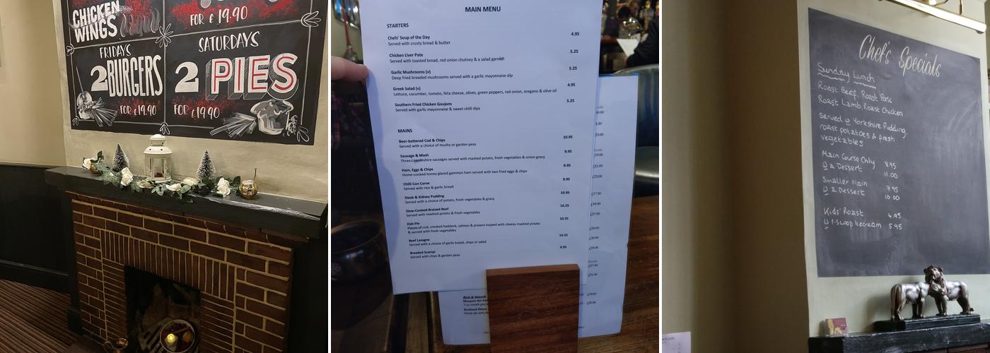 The Golden Lion Menu