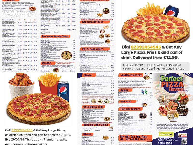 Perfect Pizza Havant Menu