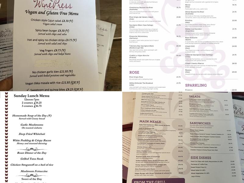 The Wine Press Menu