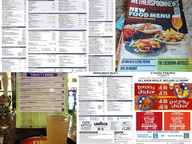 The Cooper Rose - JD Wetherspoon Menu