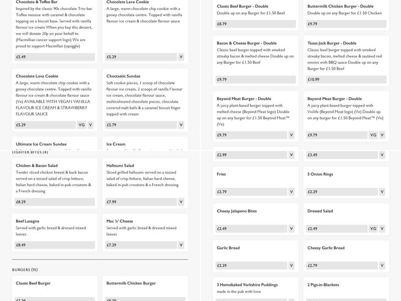 Beach - Pub & Carvery Menu