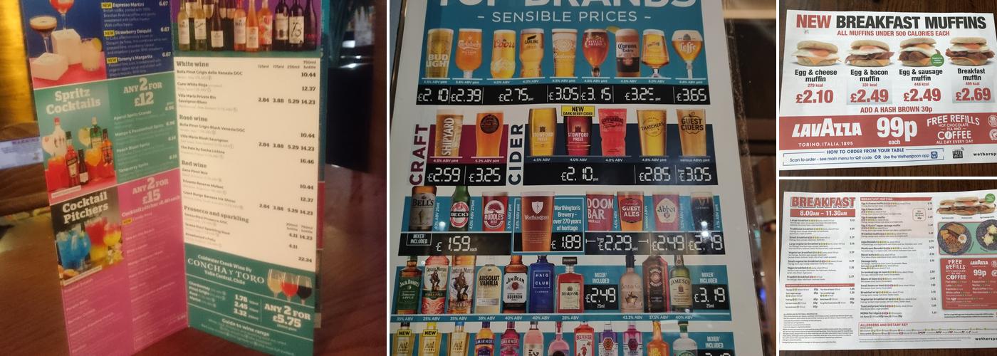 The Ward Jackson - JD Wetherspoon Menu