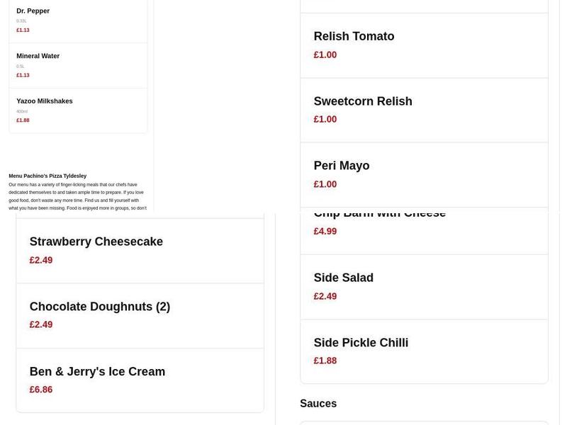 Pachino's Pizza Menu