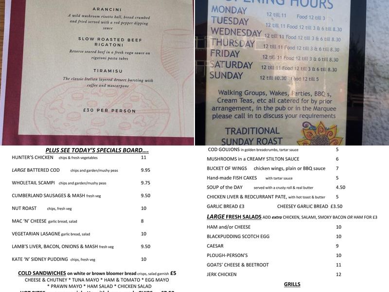 Ring O' Bells Menu